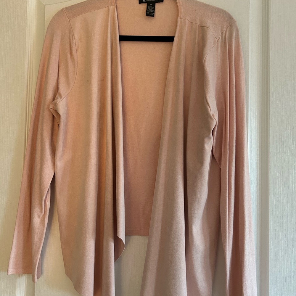 EUC I.N.C Pink Faux Suede Drape Front Sweater Cardigan Jacket XL